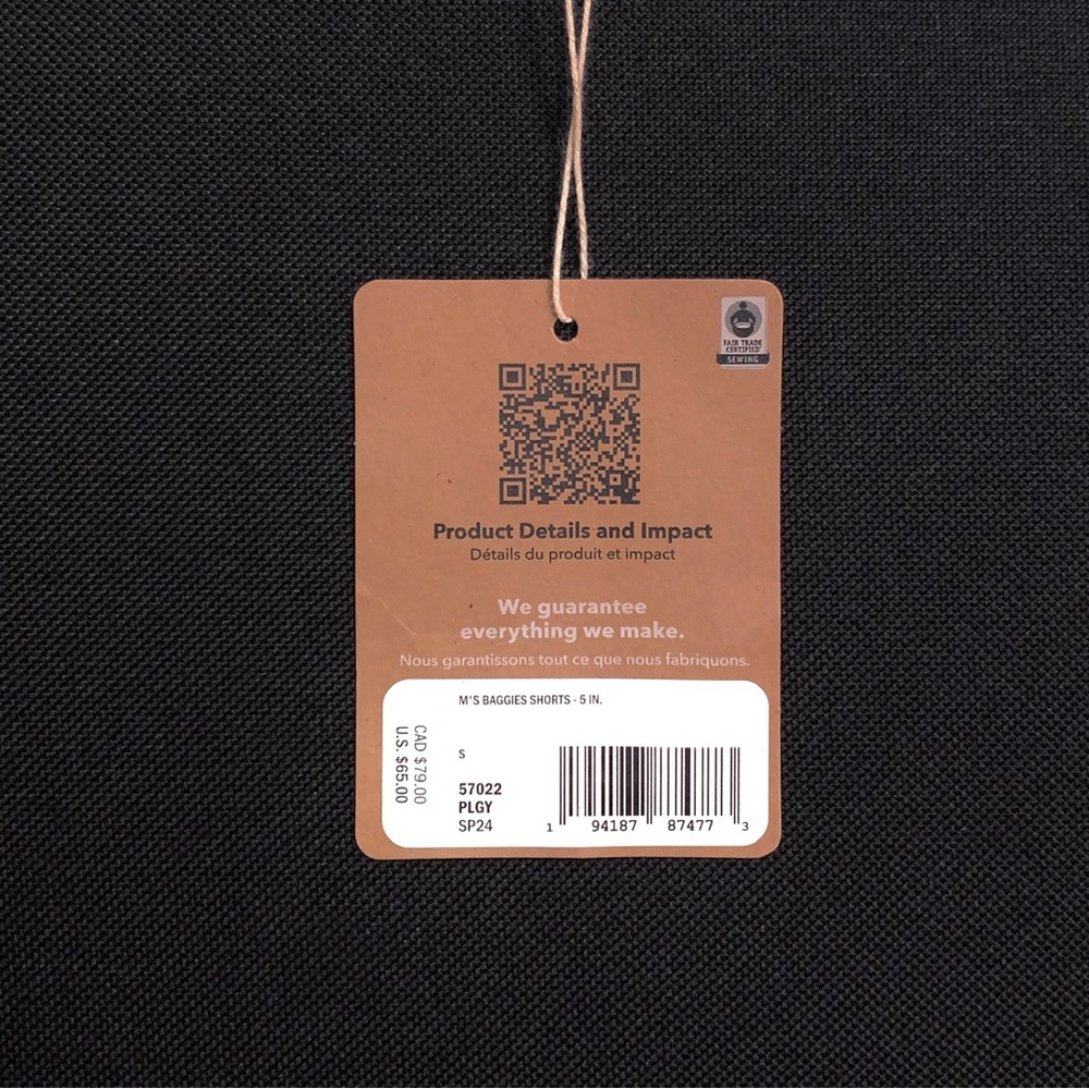 PATAGONIA Men’s Baggies Shorts 5” Inseam — SMALL — Black - Picture 5 of 6